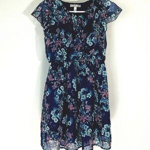 Sundress cap short sleeves floral print blue green